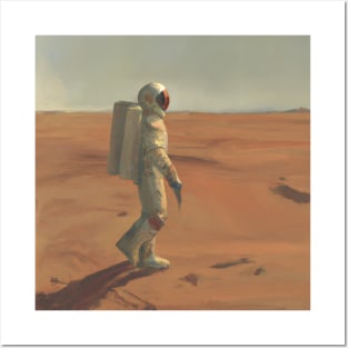 Astronaut walking on vast Mars Posters and Art